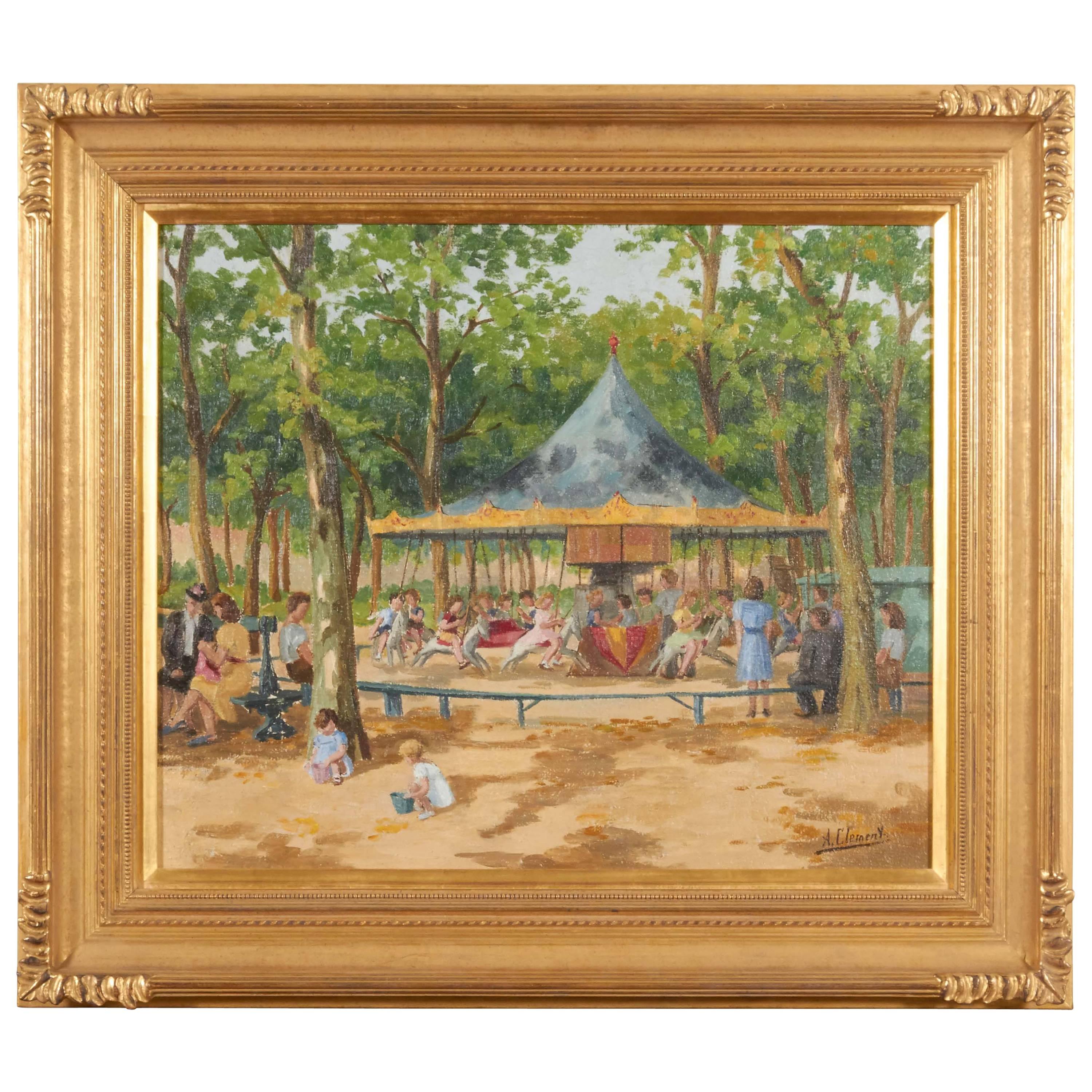 Painting, Children in the Park Oil Painting For Sale