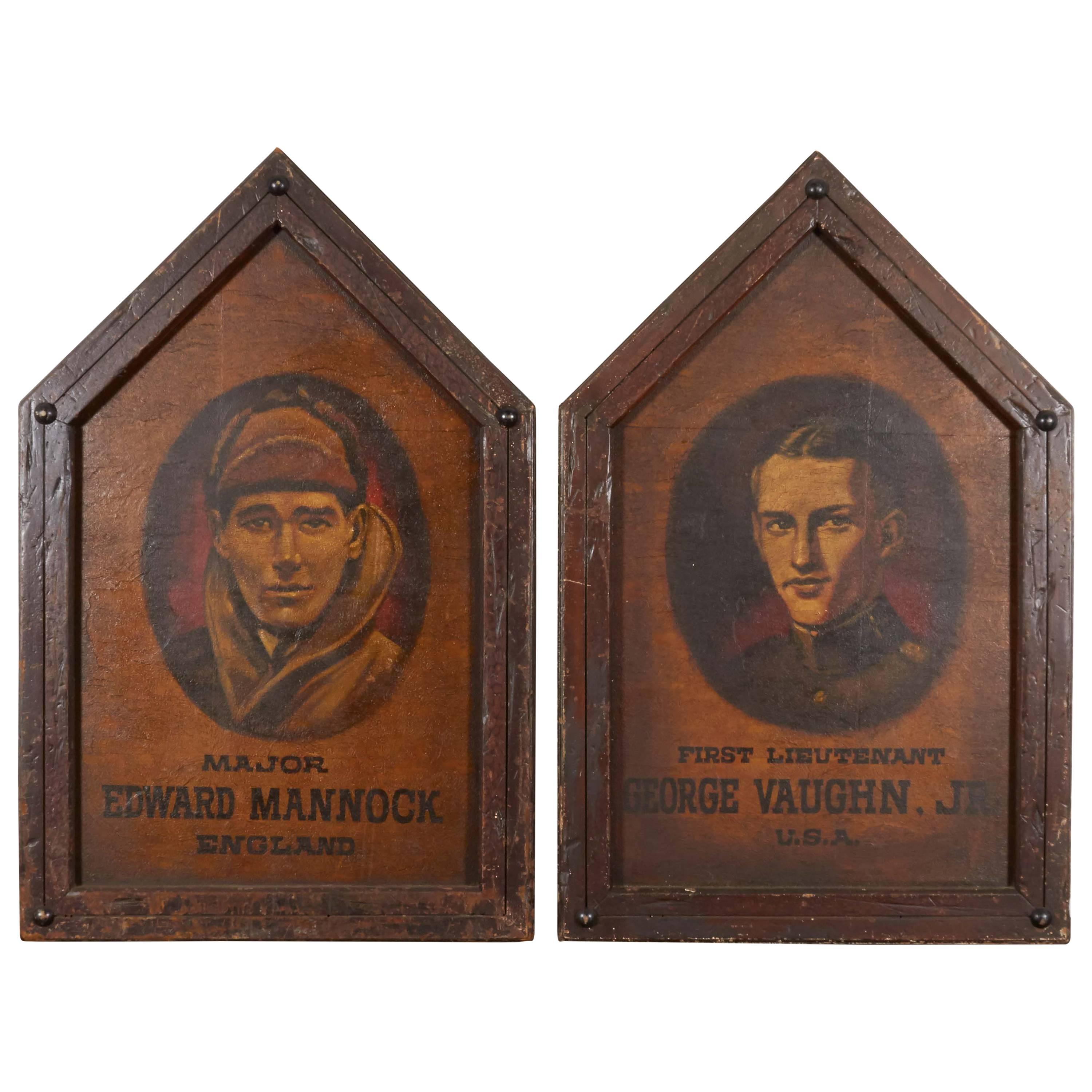 Framed Pair of Memorial Plaques For Sale