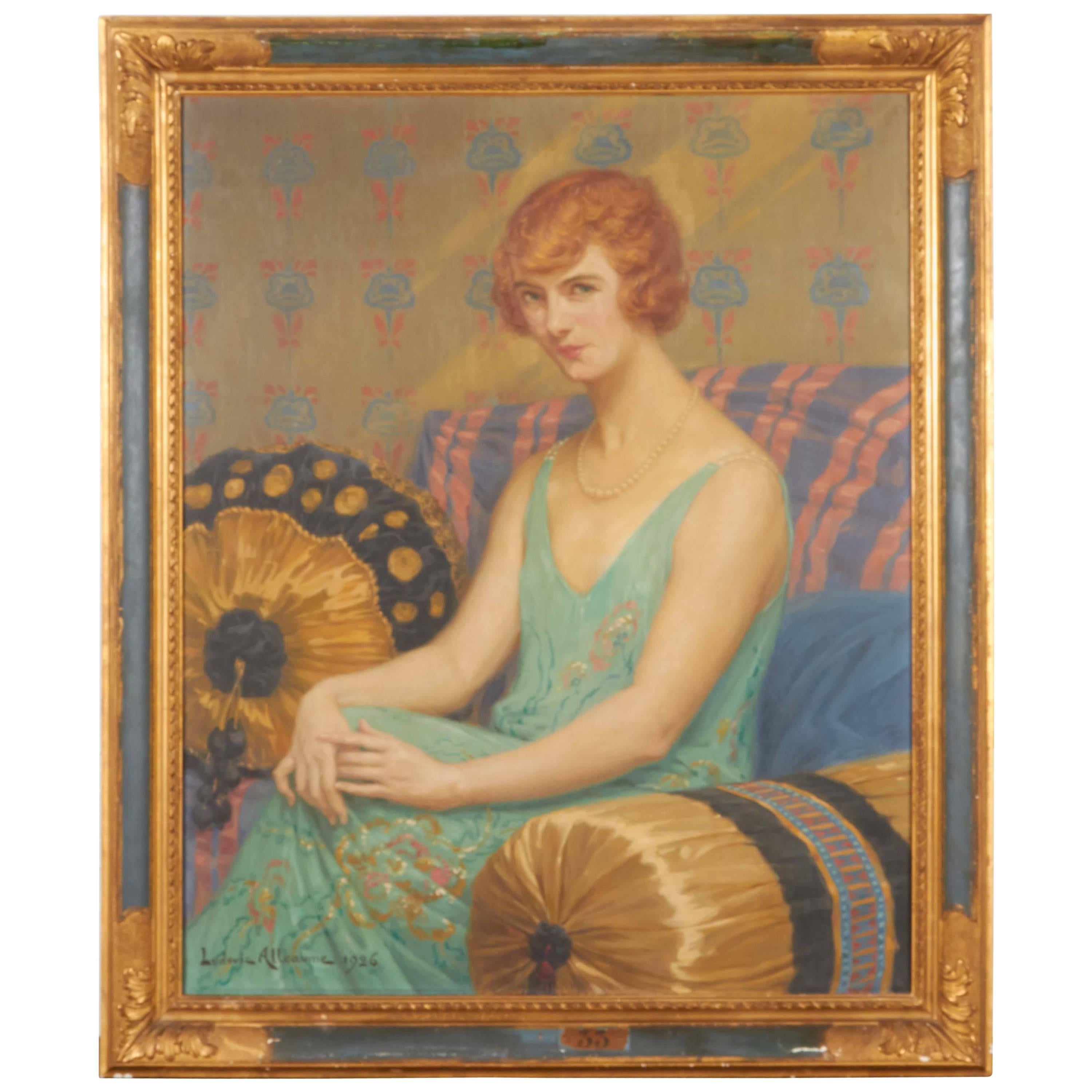 Portrait of Woman, Oil on Canvas For Sale