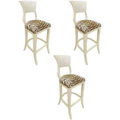 Set of Three Lacquered Bar Stools