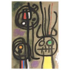 Joan Miro Personnage et Oiseaux, Pochoir, Miro Cartones, 1959-1965