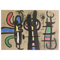 Joan Miro, Personnage et Oiseaux, Pochoir, Cartones, 1959-1965