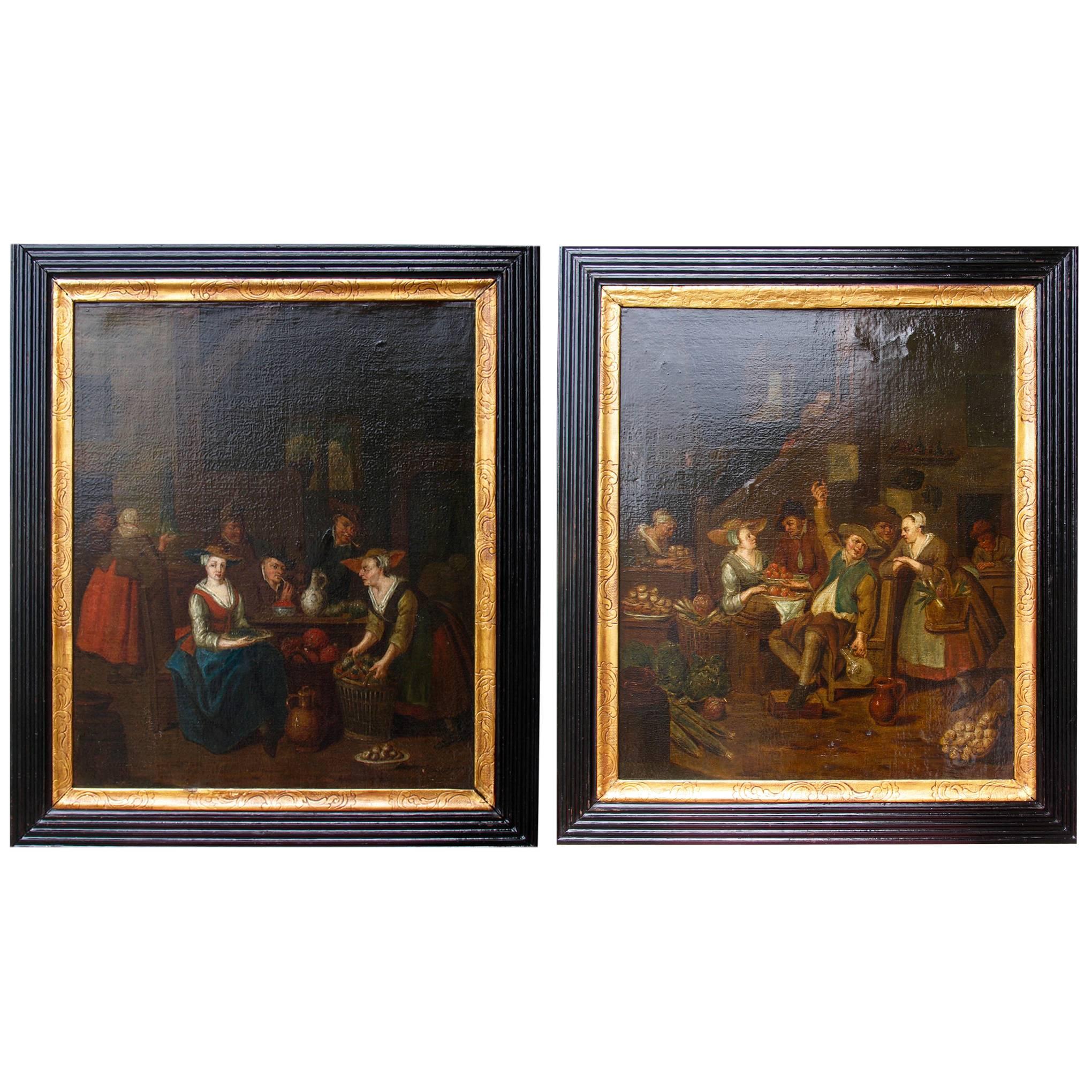 Pair of Paintings, Flemish Artist, 18th Century