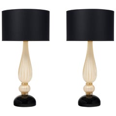 Murano "Incamiciato" Glass Pair of Lamps