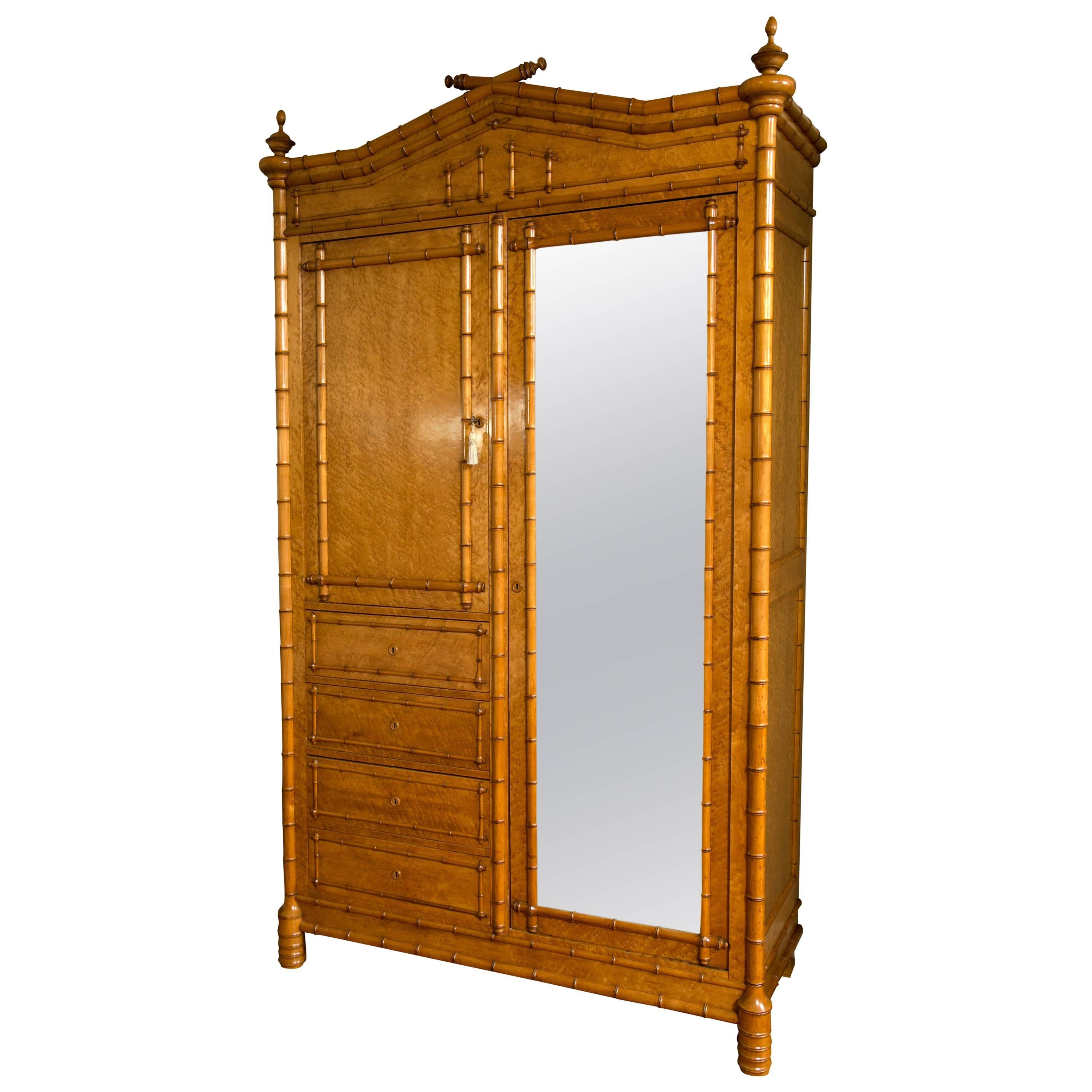 Aesthetic Movement Maple Faux Bamboo Armoire Attributed to R. J. Horner & Co.