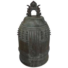 Large 19th Antique Century Bronze Temple Bell