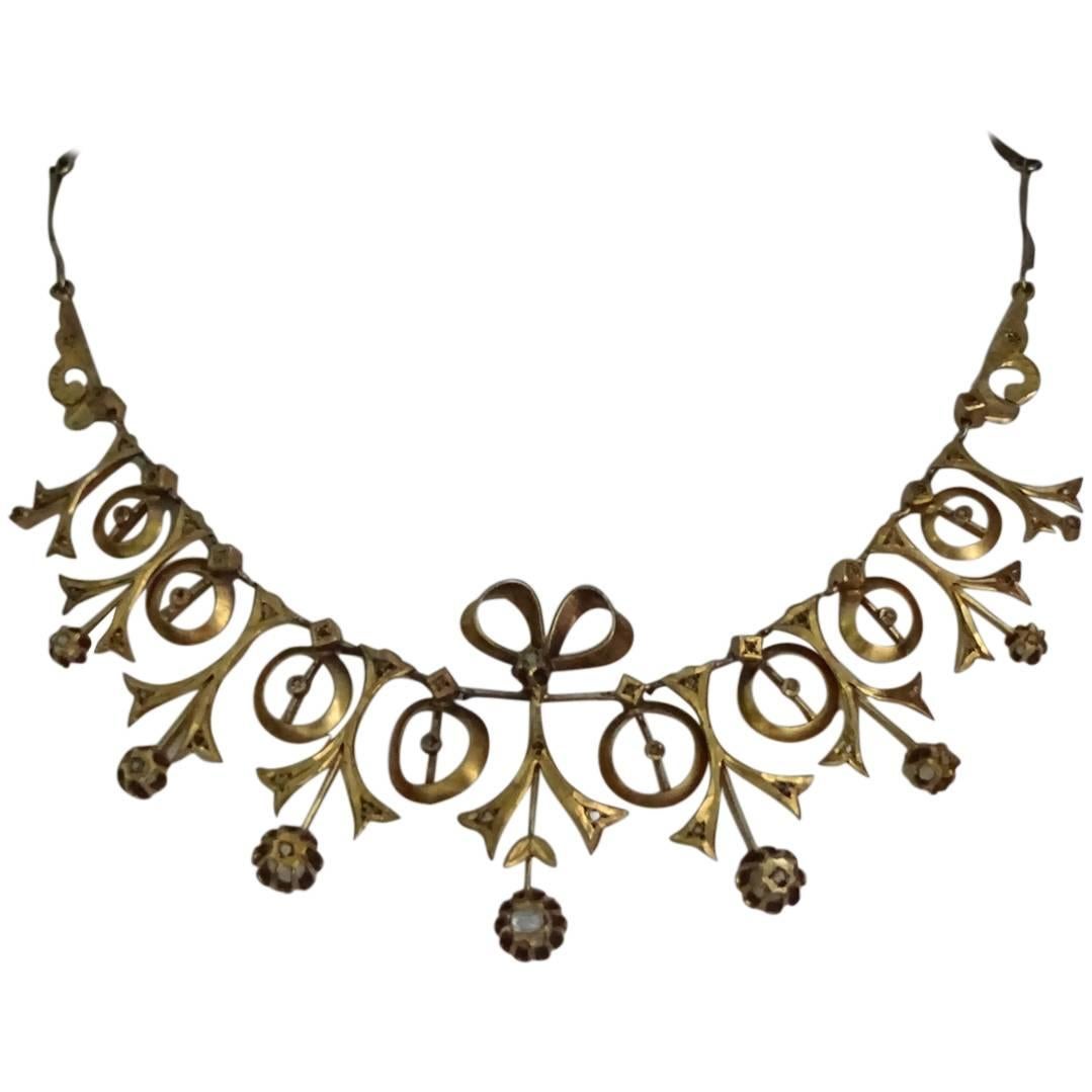 Late 19th Century Ottoman Period Brass and Paste Diamond Necklace