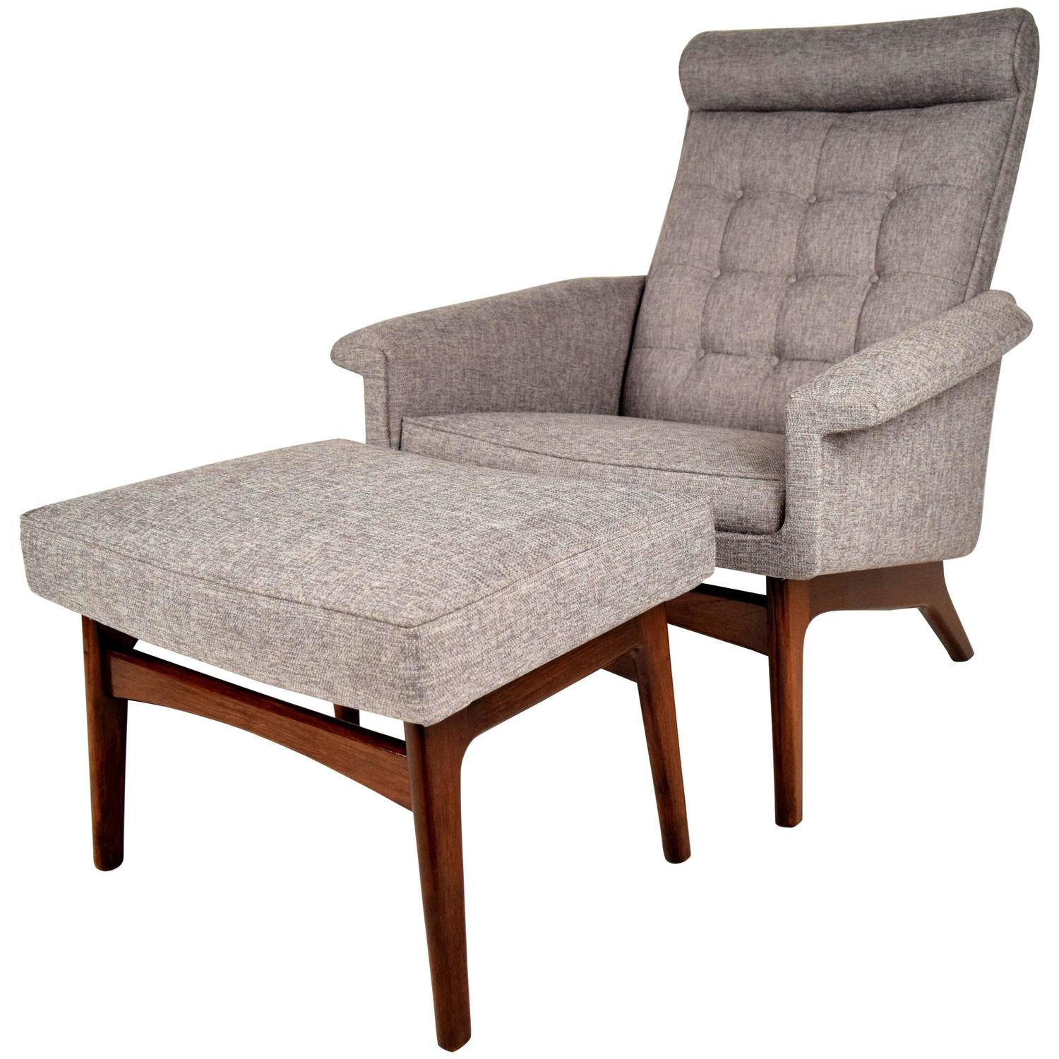 MidCentury Danish Poul Jensen Lounge Chair with Ottoman For Sale at