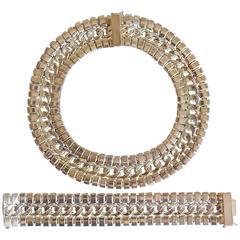 Vintage Silvertone Chunky Chain Choker and Bracelet 11