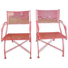 Pair of Mid-Century Red Outdoor Chairs