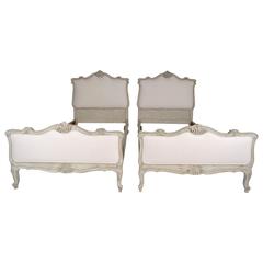 Antique Beautiful Pair of Antiques French Louis XV Beds
