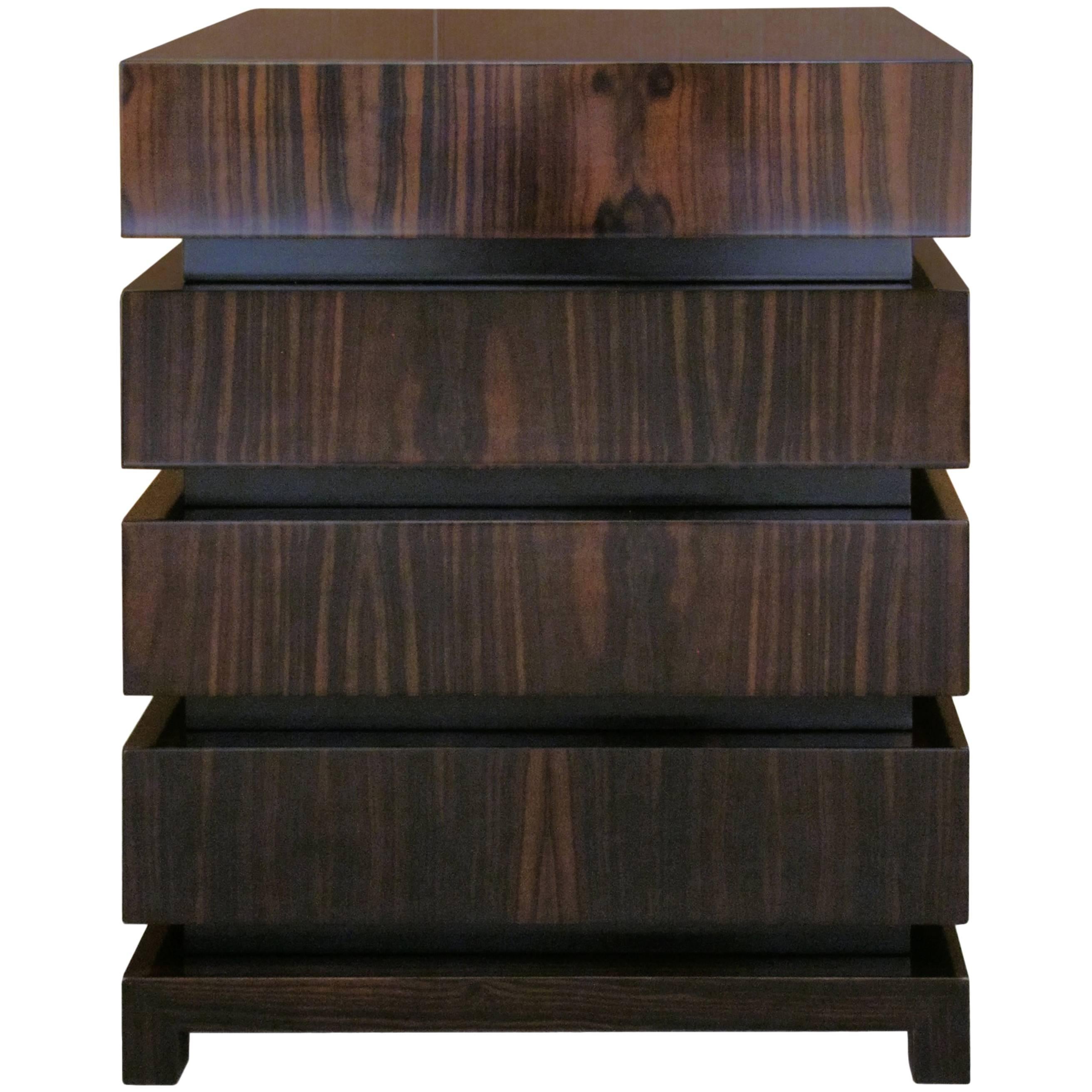 Dom Edizioni Modern Italian Wood Makao Three or Four-drawer Bedside Table For Sale