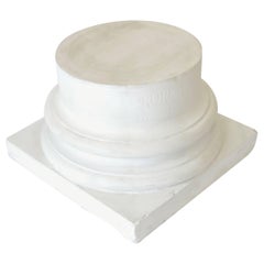 Vintage Late 19th Century French White Plaster Ionic Column Base
