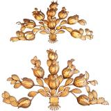 Très grandes appliques italiennes en fer doré faites à la main des années 1950