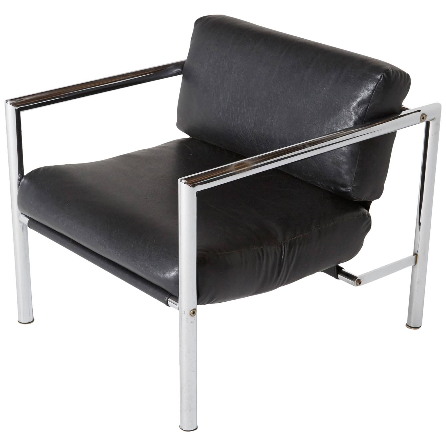 1960s Martin Visser Style Modern Chrome Lounge Chair