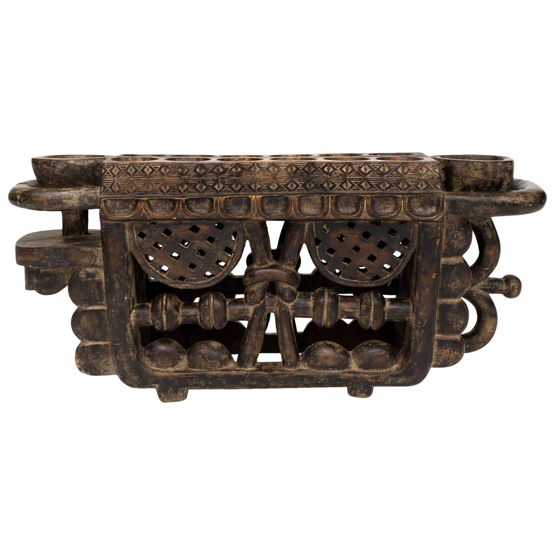 West African Mahogany Game Board Sculpture