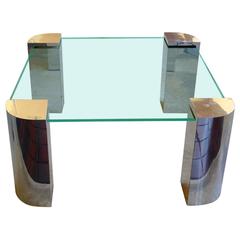 Springer Style Chrome and Glass Cocktail Table