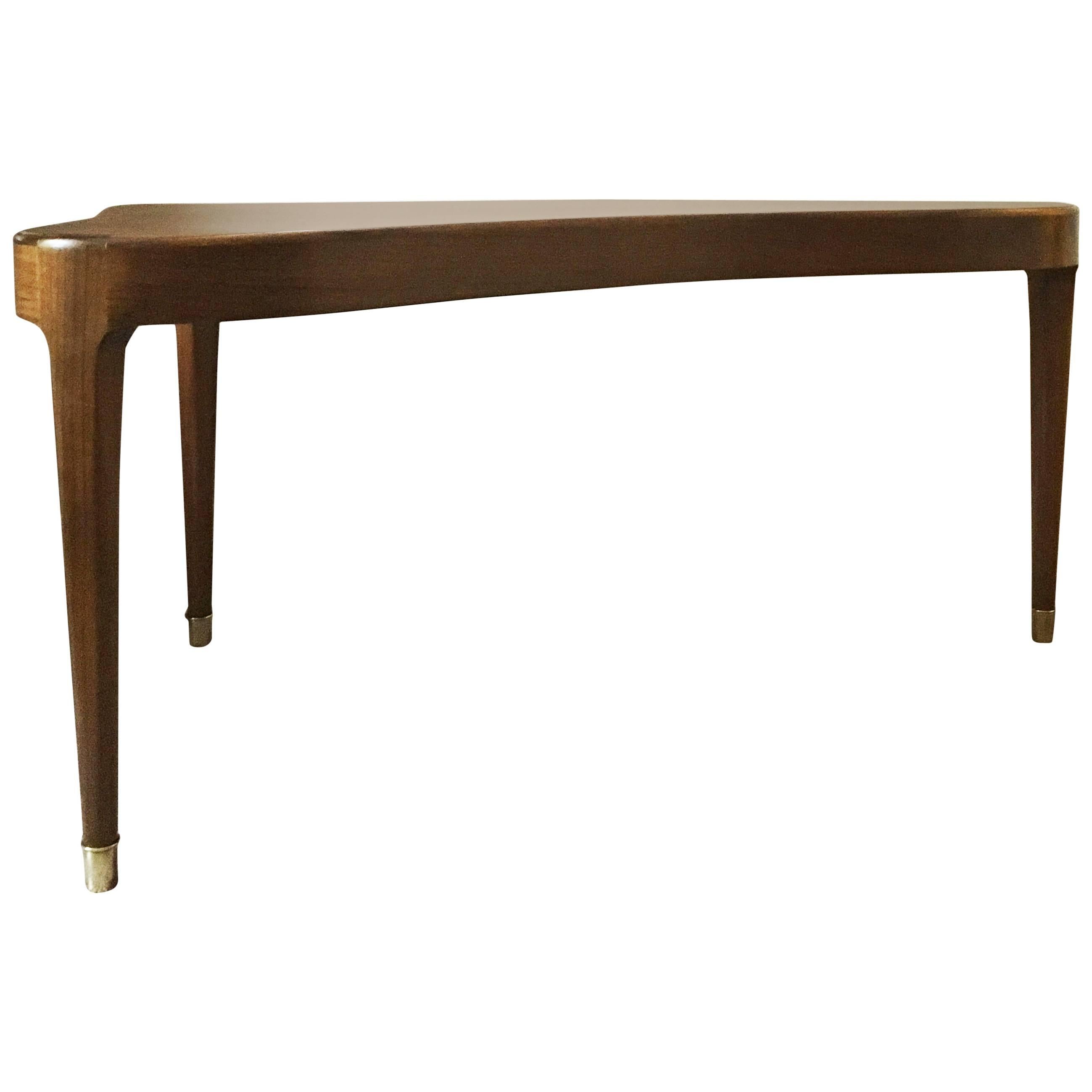 Mid-Century Kidney Shaped Walnut Coffee Table For Sale