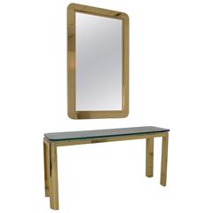 Modernist Brass Console and Mirror, USA, circa 1980 11