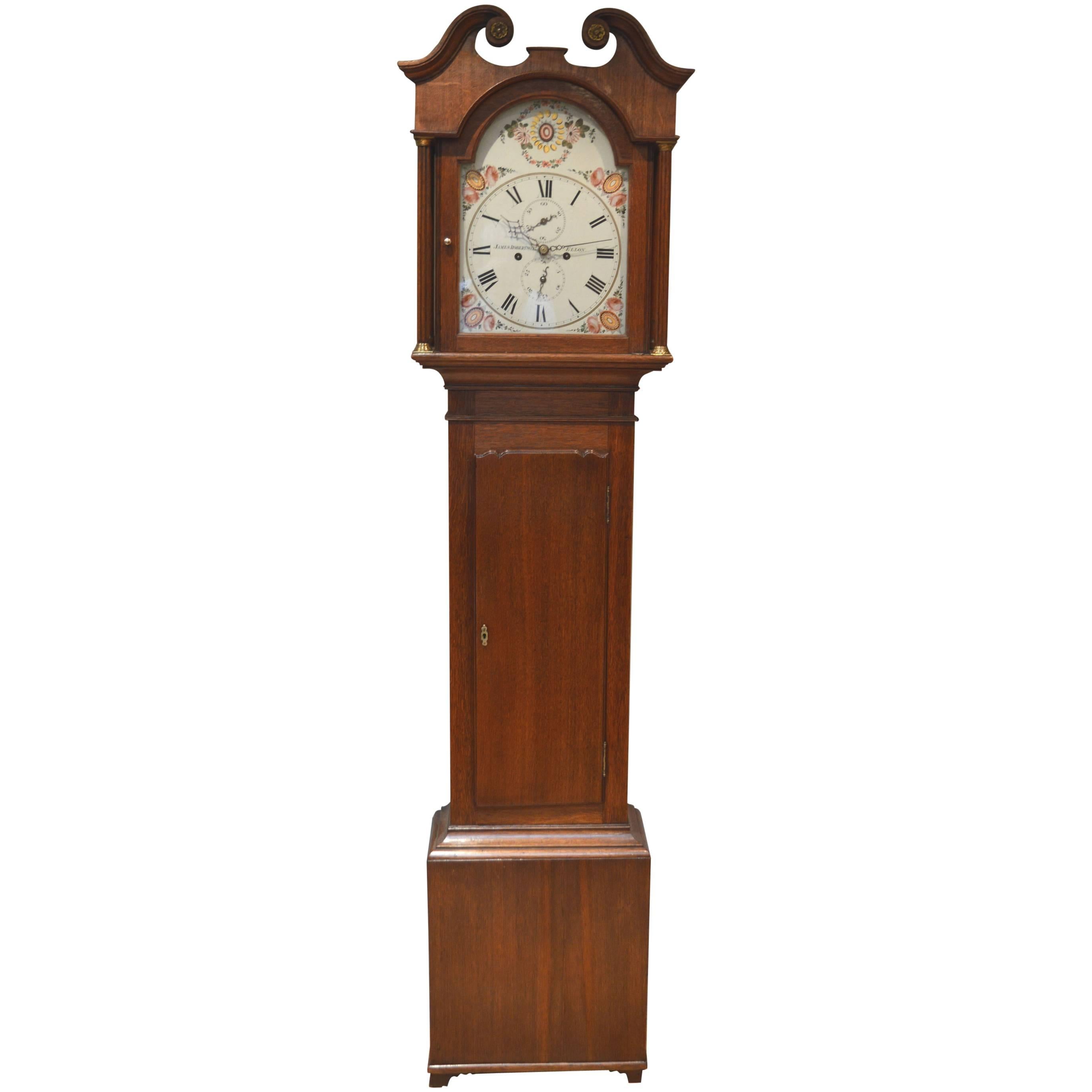 Small Light Oak Scottish Longcase Clock For Sale