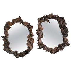 Pair of Mangrove Wood Mirrors