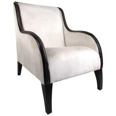 Mid-Century Style Leather Trim Lounge Chair 10