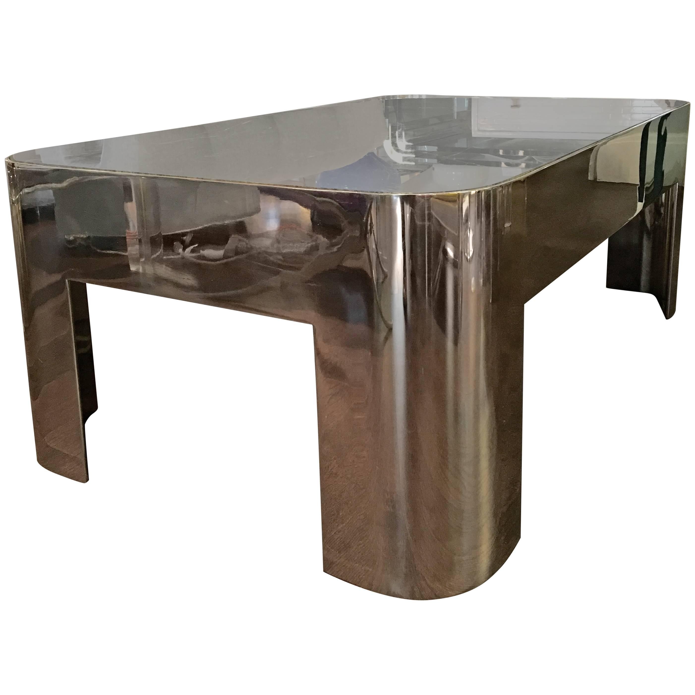 Vintage Chrome and Marble-Top Coffee Table For Sale