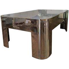 Vintage Chrome and Marble-Top Coffee Table