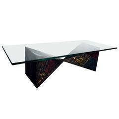 Steel Sculpted Pyramid Coffee Table by Paul Evans