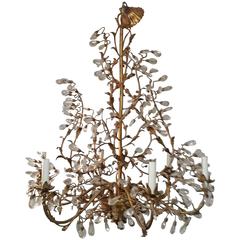 Elegant Vintage Italian Gilt Iron Chandelier
