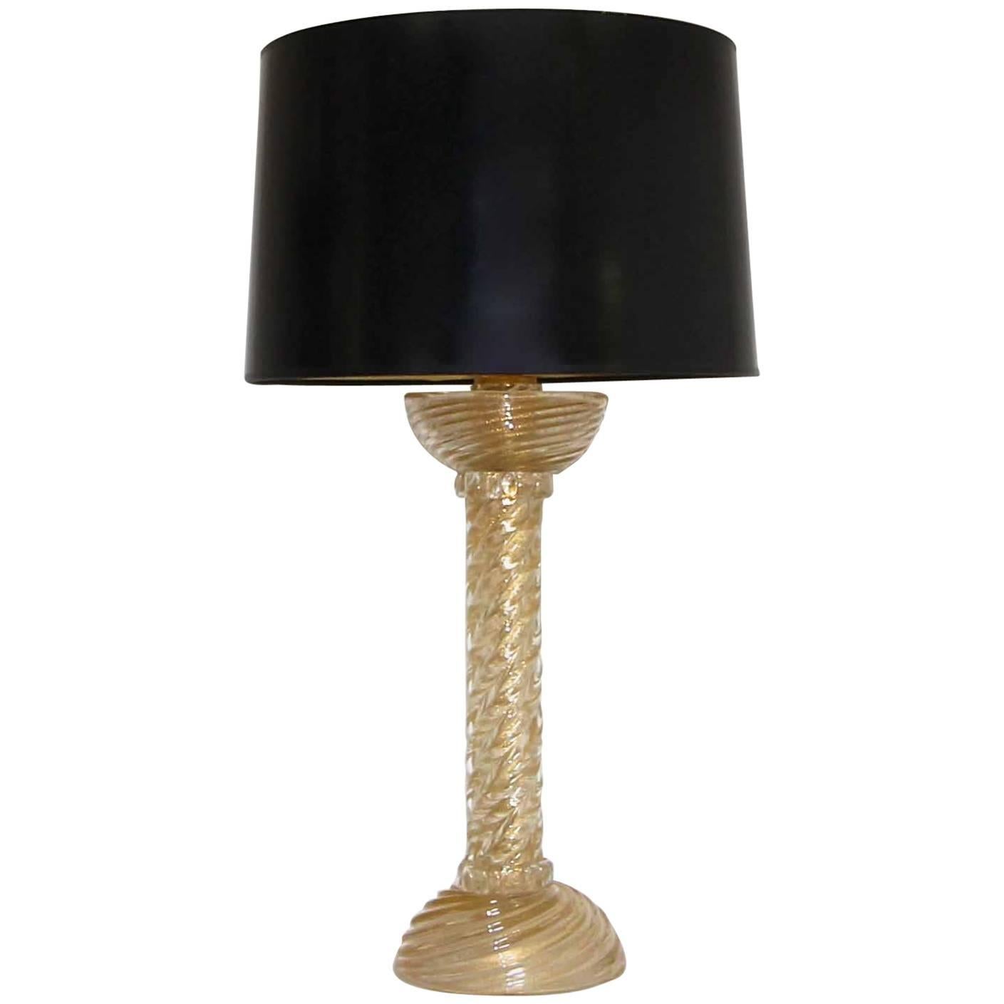 Barovier Murano Gold Twisted Glass Table Lamp