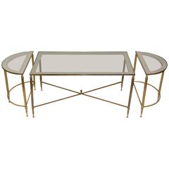 French Three-Part Brass Cocktail Tables
