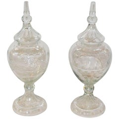 Antique Pair of French Large Pharmacy Jars