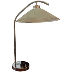 Italian Mid-Century Chrome Desk Lamp with Glass Shade