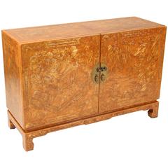 Orange Lacquer and Gilt Decorated Cabinet