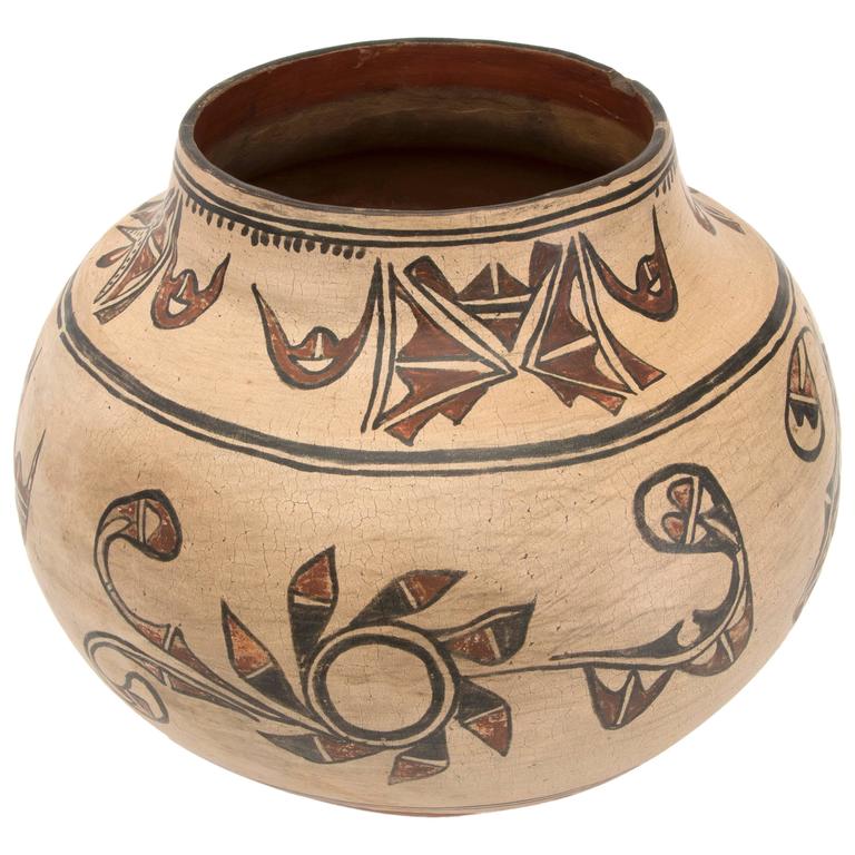 Antique Native American Pottery Jar San Ildefonso Pueblo, 19th Century