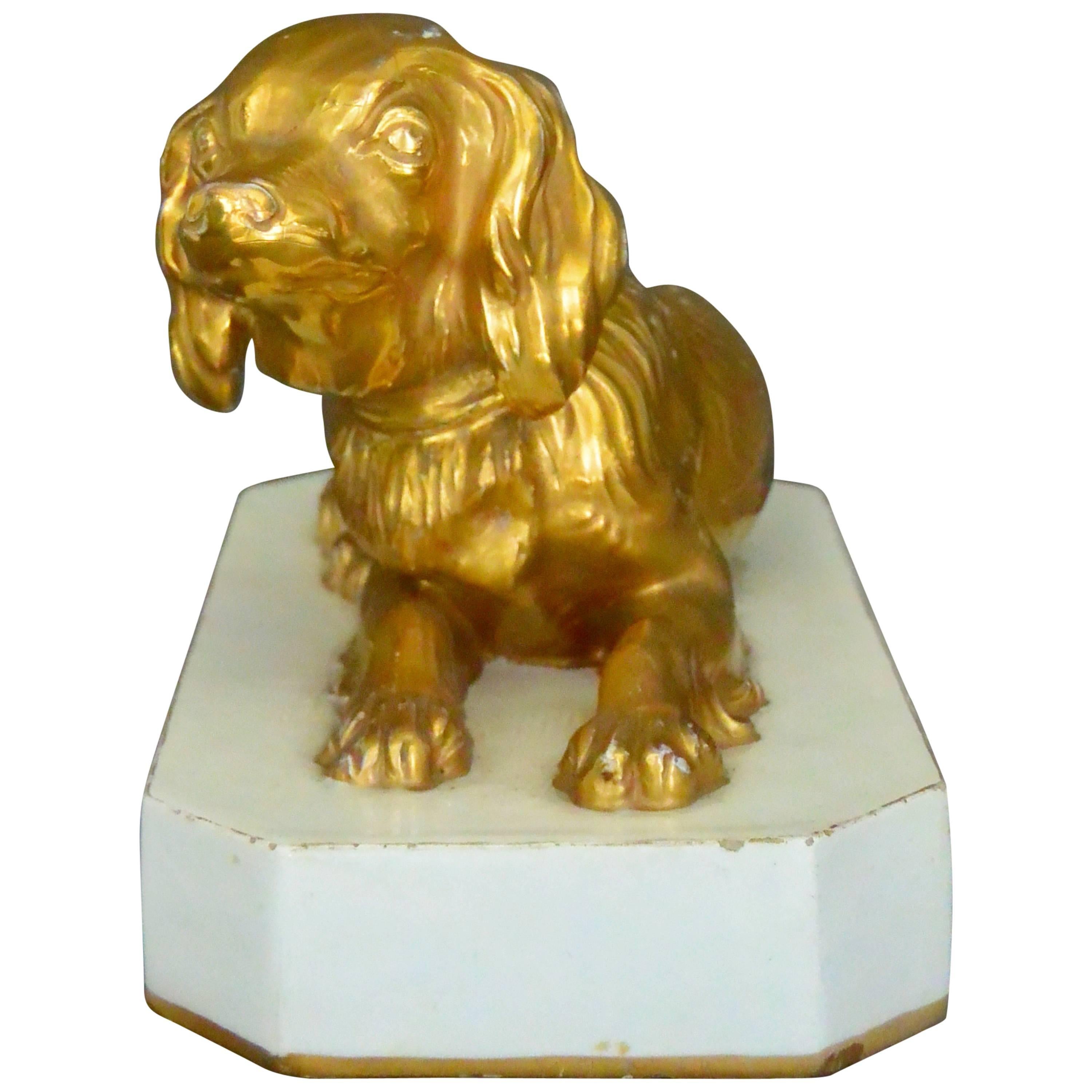 Cavalier King Charles Spaniel Gilt Porcelain Dog For Sale