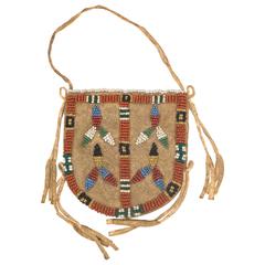 Antique Native American Beaded Leather Pouch, Sioux, 19th Century 6
