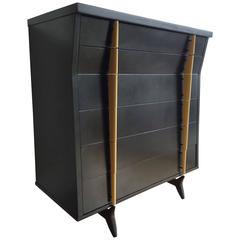 Vintage Mid-Century Modern Architectural Two-Tone Lacquered Highboy Dresser
