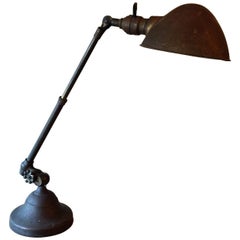 O.C. White Industrial Brass Telescopic Arm Task Lamp