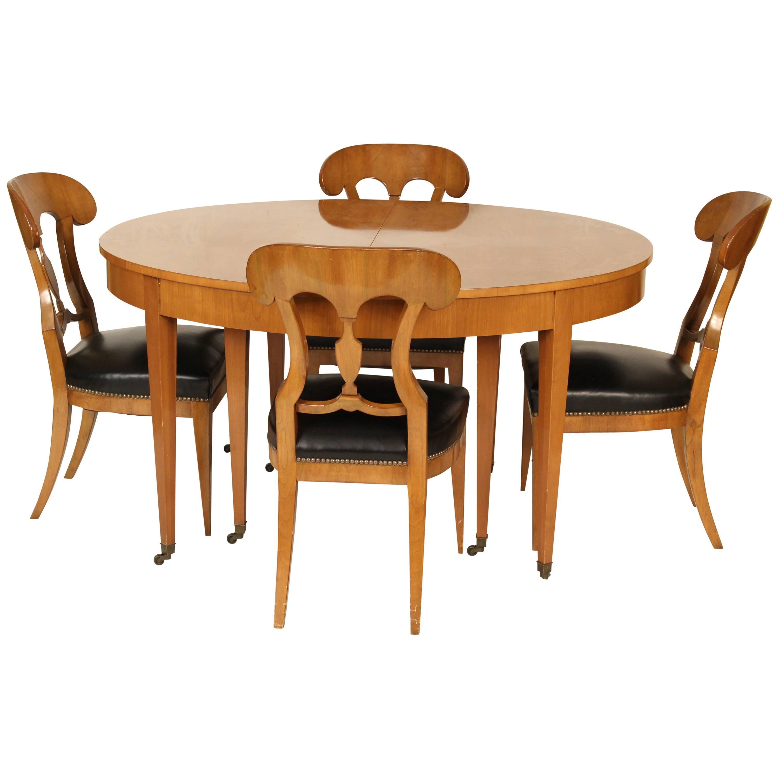 Biedermeier Style Dining Table by Baker and Four Chairs