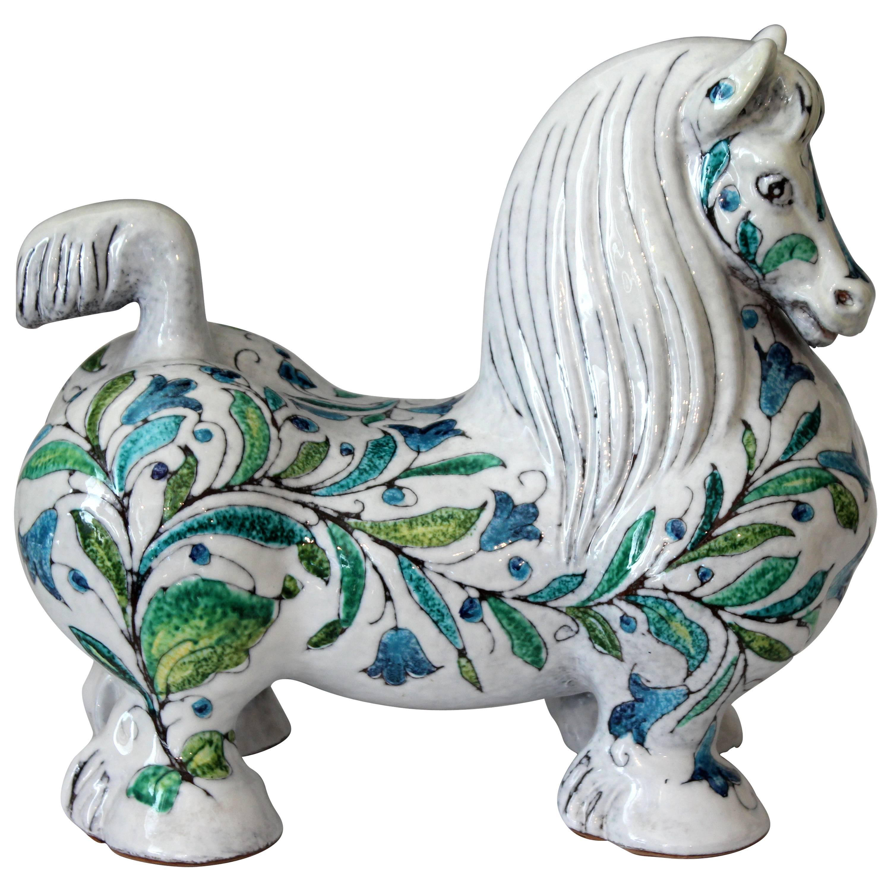 Big 1960's Vintage Mancioli Italian Pottery Horse Figure Sculpture