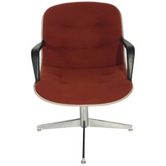 Vintage 1980'S Upholstered Swivel Chrome Armchair By, Steelcase