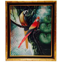 "Pair of Macaw's" Original Oil on Canvas Painting by S. Blake