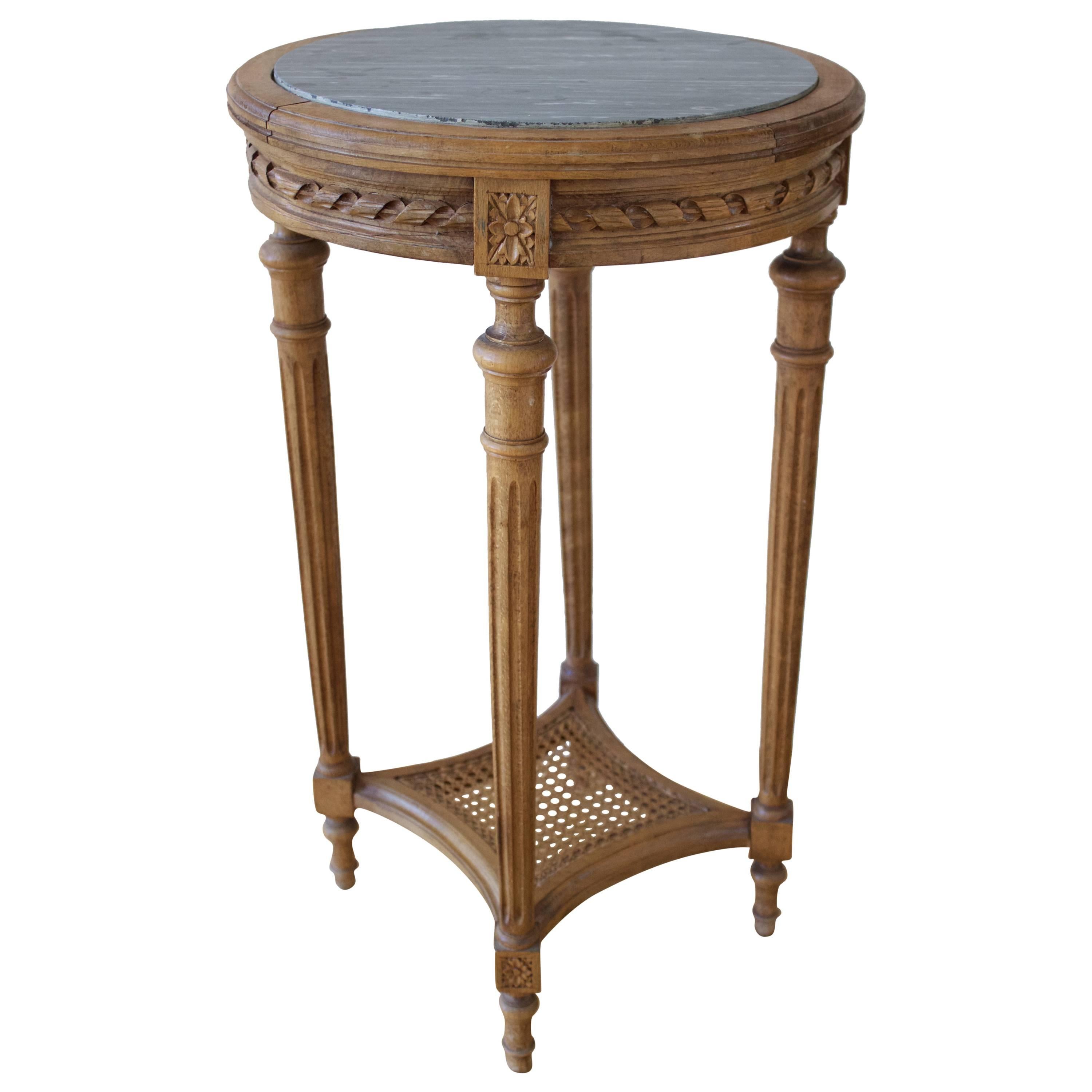 19th C. French Louis XVI St. Side Table with Marble Top For Sale