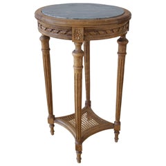 19th C. French Louis XVI St. Side Table with Marble Top