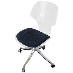Hill Manufacturing Co. Lucite Rolling Desk Chair