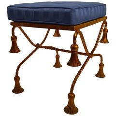 Italian Gold Gilt Metal Tassel Bench Stool