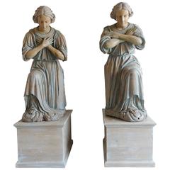 18th Century Italian Wood Carved Angels on Later Bases 1