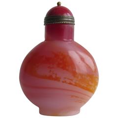 Chinese Snuff Bottle, Natural Agate, Hand-Carved, circa 1930